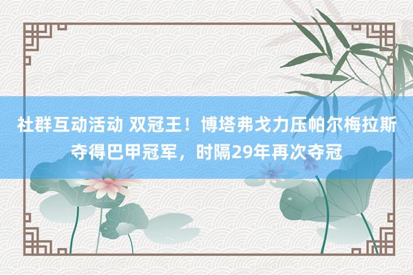 社群互动活动 双冠王！博塔弗戈力压帕尔梅拉斯夺得巴甲冠军，时隔29年再次夺冠